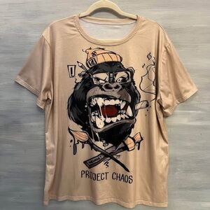 Project Chaos‎ Badass Gorilla Artist Graphic T Shirt XL Like New